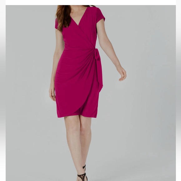 INC International Concepts Dresses & Skirts - INC Dress Wrap Jersey Hot Pink- XL